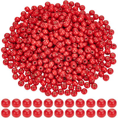 600Pcs Dyed Natural Wood Beads COCO-SC0002-39-1