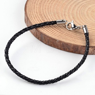 Braided Leather Cord Bracelets BJEW-JB02206-1