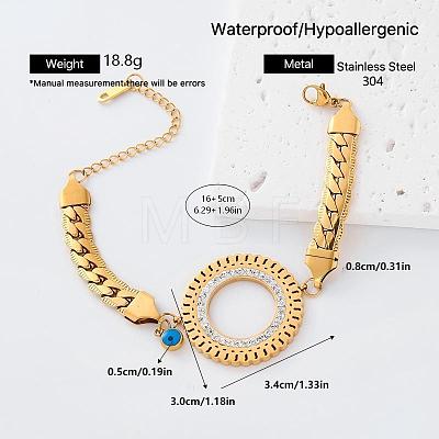 304 Stainless Steel Crystal Rhinestone Link Bracelets with Enamel for Women RB2528-2-1