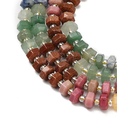 Natural & Synthetic Mixed Stone Beads Strands G-G317-A03-3x6mm-1