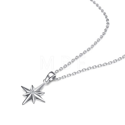 TINYSAND Starburst 925 Sterling Silver Cubic Zirconia Pendant Necklaces TS-N345-S-1