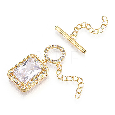 Brass Micro Pave Clear Cubic Zirconia Chain Extender X-KK-R133-056-NF-1