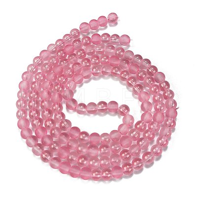 Frosted Transparent Glass Bead Strands GLAA-P065-6mm-03-1