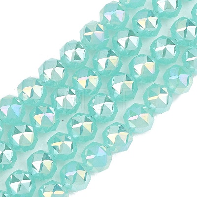 Electroplate Transparent Glass Beads Strands GLAA-H040-01F-1