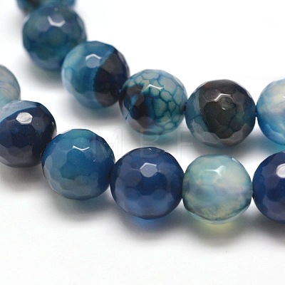 Dyed Natural Agate Faceted Round Beads Strands G-E267-21-1