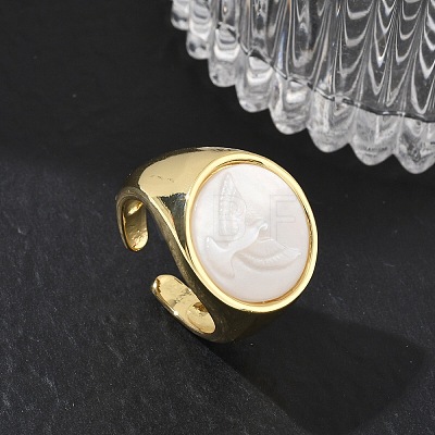 Brass & White Shell Cuff Open Rings KK-CBA56EF-42D-G-1