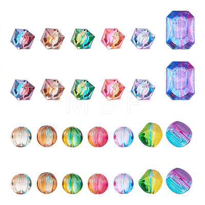 Craftdady 260Pcs 13 Colors Two Tone Transparent Spray Painted Acrylic Corrugated Beads ACRP-CD0001-01-1