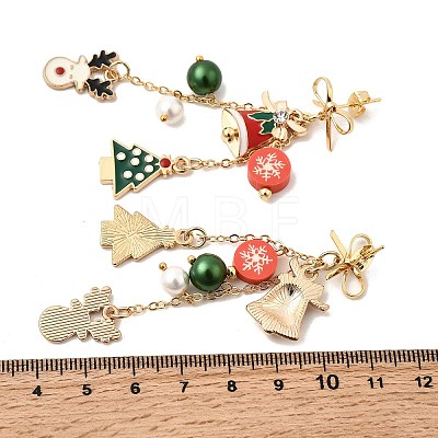 Christmas Theme Alloy Enamel Dangle Stud Earrings EJEW-TA00688-1