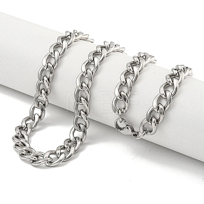 Non-Tarnish 201 Stainless Steel Cuban Link Chain Necklaces for Women and Men NJEW-F322-03P-04-1