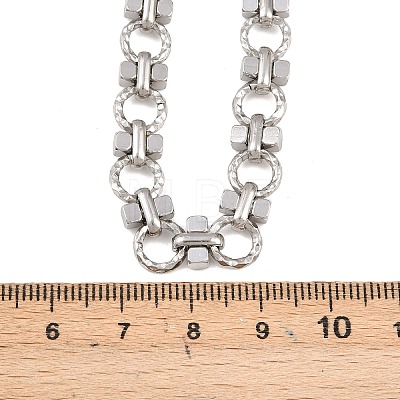 8MM 304 Stainless Steel Textured Ring Link Chain Necklaces NJEW-Z105-04P-03-1