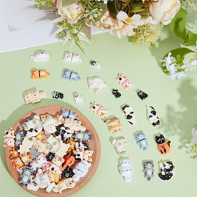 72Pcs 24 Styles Halloween Theme Opaque Resin Cabochons CRES-ME0001-09-1