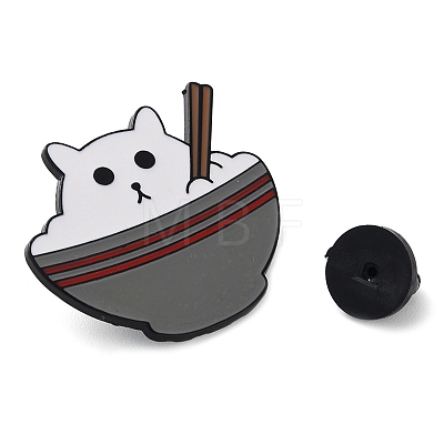 Cartoon Cat Bowl Enamel Pins JEWB-D026-01A-1