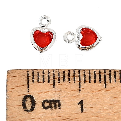 Heart Brass Glass Charms KK-S385-01S-04-1