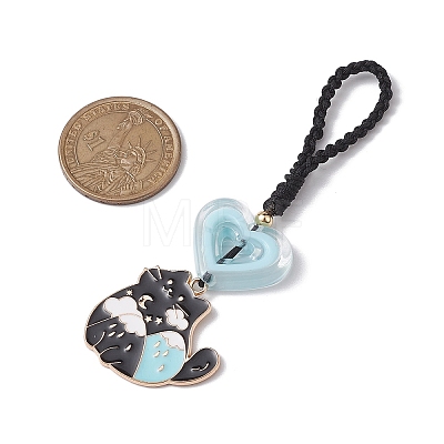 Cat Alloy Enamel Pendant Deciration HJEW-JM02037-1