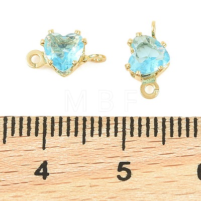 Brass Pave Cubic Zirconia Heart Connector Charms KK-P347-02G-02-1