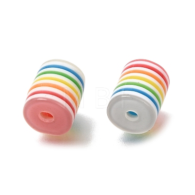 Transparent Rainbow Stripe Opaque Resin Beads RE-CBA0A57-12B-1