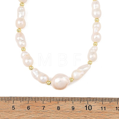 Natural Baroque Keshi Pearl Peanut Graduated Beaded Necklaces for Women NJEW-JN06489-1