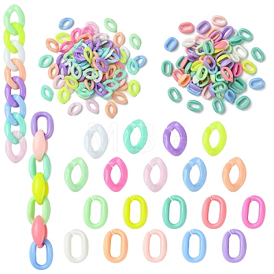 200Pcs 2 Styles Opaque Acrylic Linking Rings OACR-YW0002-05-1