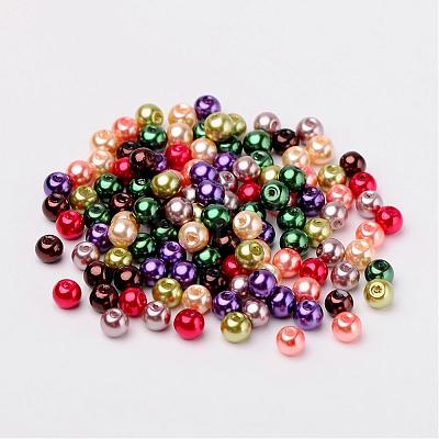 Fall Mix Pearlized Glass Pearl Beads HY-X006-6mm-06-1