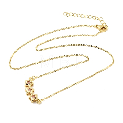 Brass Glass Triple Star Pendant Necklaces KK-CBAB173-03G-10-1