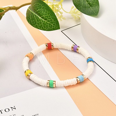 Disc Beads Stretch Bracelet for Teen Girl Women BJEW-JB06985-01-1