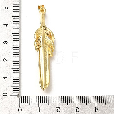 Rack Plating Brass Micro Pave Cubic Zirconia Pendants KK-Z086-52G-02-1