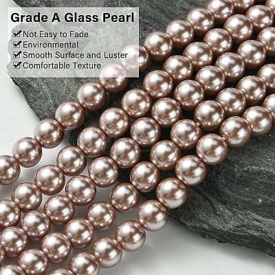 Eco-Friendly Dyed Glass Pearl Round Beads Strands HY-A008-8mm-RB046-1