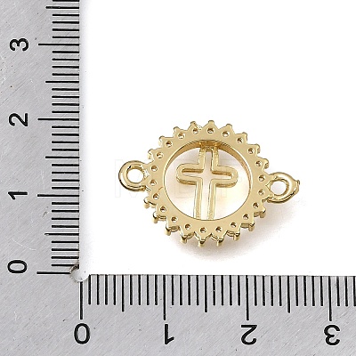 Brass Pave Clear Cubic Zirconia Ring Connector Charms KK-E802-10G-1