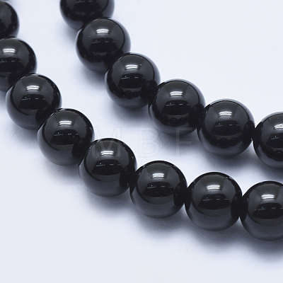 Natural Black Tourmaline Beads Strands G-E444-27-8mm-1