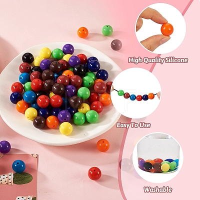 100Pcs 10 Colors Food Grade Eco-Friendly Silicone Beads SIL-TA0001-27-1