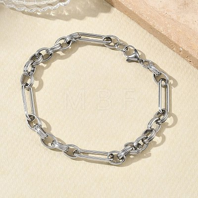 304 Stainless Steel Paperclip & Rolo Chain Necklace and Bracelet Set SJEW-D091-02P-1