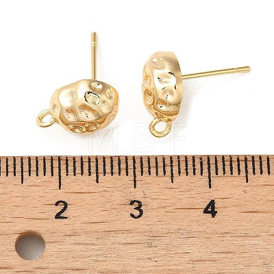 Brass Stud Earring Finding with Loops KK-C042-07G-1