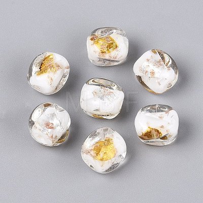 Handmade Gold & Silver Foil Glass Beads FOIL-Q003-01J-1