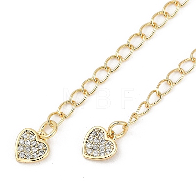 Brass Micro Pave Cubic Zirconia Ends with Chains KK-U043-03G-1