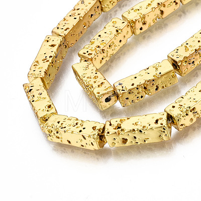 Electroplated Natural Lava Rock Beads Strands X-G-T114-63G-1