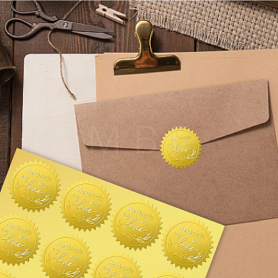 34 Sheets Self Adhesive Gold Foil Embossed Stickers DIY-WH0509-057-1