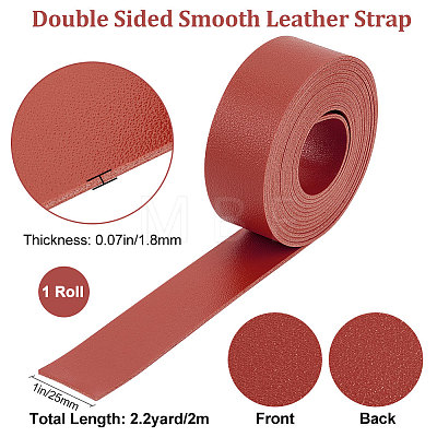 2M Flat Double Face Lychee Pattern Imitation Leather Band LC-WH0010-01A-03-1