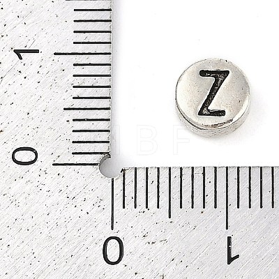 925 Sterling Silver Flat Round with Letter Beads STER-G044-01AS-Z-1