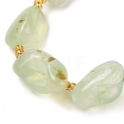 Natural Prehnite Nuggets Beaded Necklaces NJEW-P312-01P-1