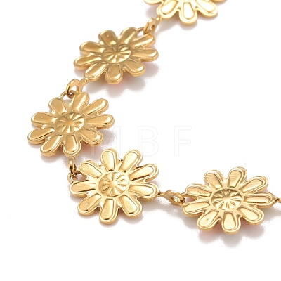 Enamel Daisy Link Chains Bracelet BJEW-P271-01G-02-1