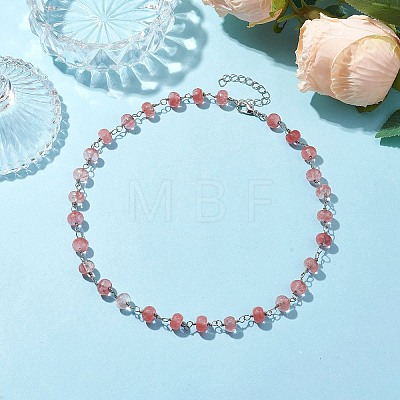 Synthetic Cherry Quartz Glass Necklaces for Women NJEW-JN04739-01-1