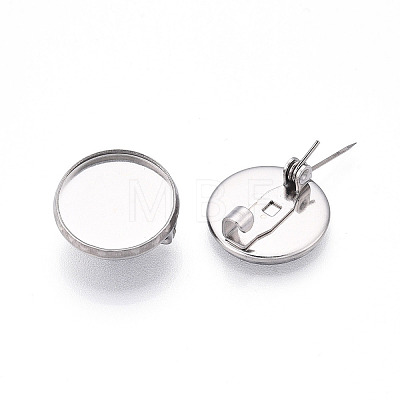 304 Stainless Steel Brooch Cabochon Settings STAS-E547-08B-P-1