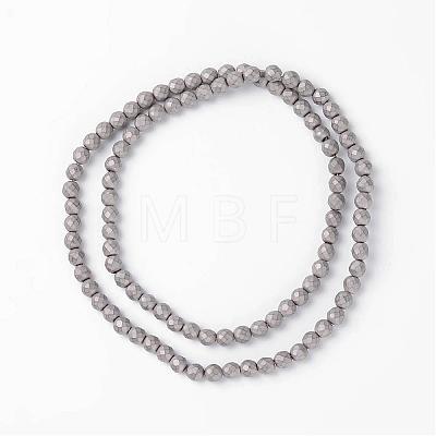 Faceted Round Non-Magnetic Synthetic Hematite Beads Strands G-D800-02-1