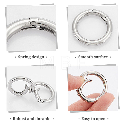 Unicraftale 4Pcs 304 Stainless Steel Spring Gate Rings STAS-UN0045-72-1