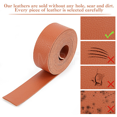 2M Flat Single Face Lychee Pattern Imitation Leather Band LC-WH0010-02A-04-1
