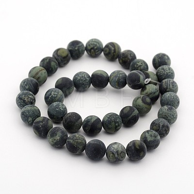 Frosted Natural Kambaba Jasper Beads Strands G-M272-13-6mm-1