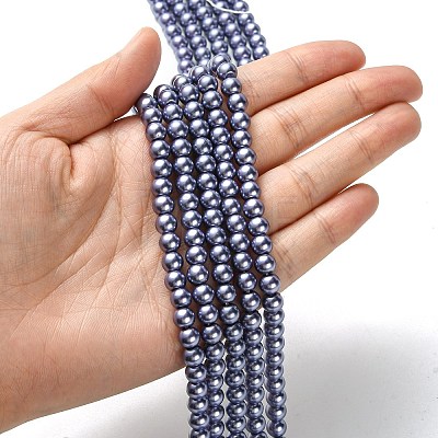 Eco-Friendly Dyed Glass Pearl Beads Strands HY-A008-6mm-RB070-1