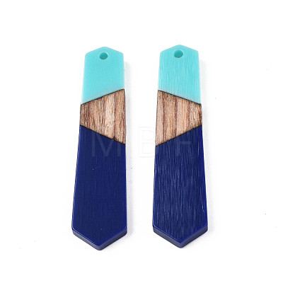 Opaque Resin & Walnut Wood Pendants RESI-T009-03-C04-1