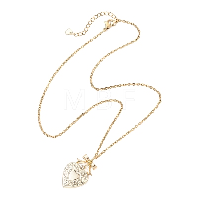 Alloy Bowknot Heart Locket Pendant 304 Stainless Steel Cable Chain Necklaces for Women NJEW-JN05904-1