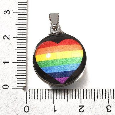 Flat Round 201 Stainless Steel Acrylic Pendants STAS-U036-01P-05-1